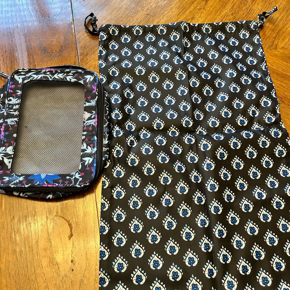 Vera Bradley Black and Blue Travel Bag Set